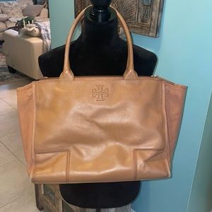 Tory Burch USED Leather and Canvas Ella Tote